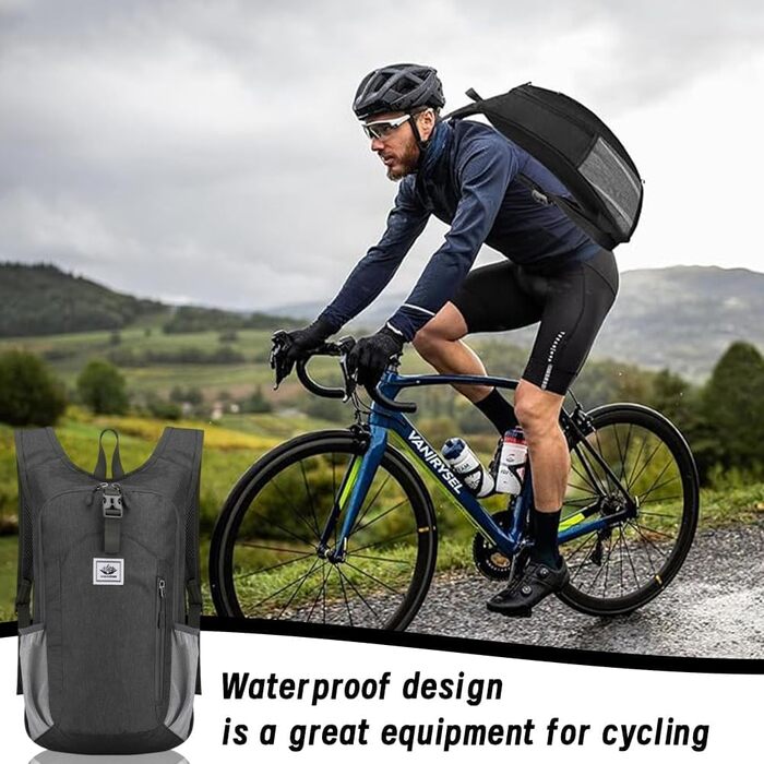 Велосипедний рюкзак-тримач, 15 л / 610 мл пляшка, Надлегкий, Текстиль, Чорний