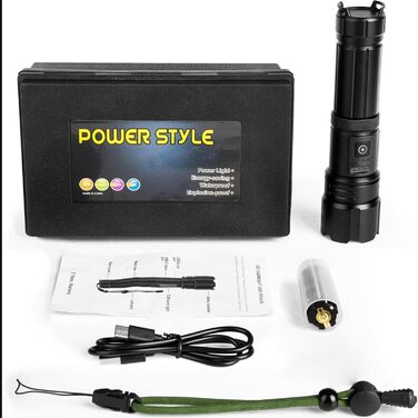 Акумуляторний світлодіодний ліхтарик, 1000000 люмен, надзвичайно яскравий світлодіодний ліхтарик з USB-акумулятором, 7 режимів світла, тактичний ліхтарик, водонепроникний ліхтарик IPX7 для кемпінгу та походів