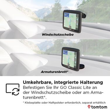 Навігаційний пристрій TomTom Car Sat Nav GO Classic Lite (6 дюймів, TomTom Traffic, оновлення карт Європи, оновлення через Wi-Fi, інтегроване, двостороннє кріплення) 6-дюймовий Lite