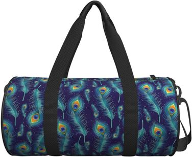 Дорожня сумка-циліндр з пір'ям павича, спортивна сумка для чоловіків та жінок, сумка-мішок, спортивна дорожня сумка