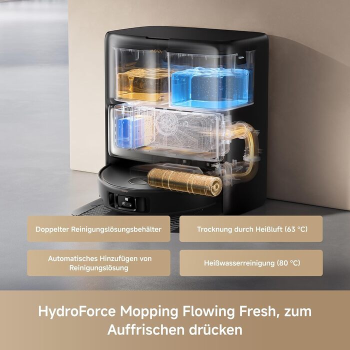 Комплект MOVA Z60 Ultra Roller з функцією HydroForce-Wischen та AutoShield-Tech, чорний