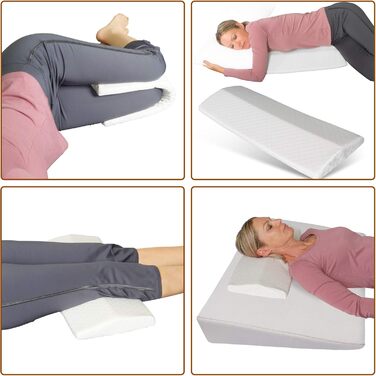 Клин для ліжка, клиноподібна подушка, підйомник для сну безкоштовна подушка для шиї в комплекті Підходить як подушка для ніг або спини для ліжка та дивана/для тих, хто спить на боці та спині. Клин для матраца, підйомник для матраца 90x60x12 см (бежевий)