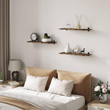 Настінні полиці EUGAD, комплект із 3 предметів, плаваюча полиця 60 см, настінні полиці, підвісна полиця з дерев&39яним виглядом у вінтажному стилі, настінна полиця для вітальні, кухні, кабінету, ванної кімнати, настінна дошка з вантажопідйомністю 15 кг/по