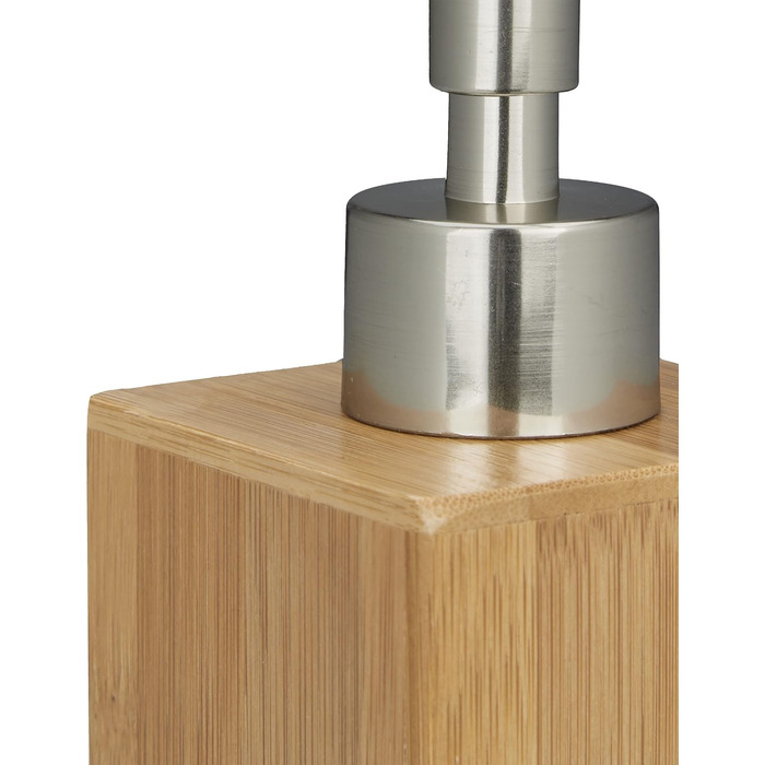 Дозатор для мила бамбуковий квадратний, ручний, ВхШхГ 18 х 6,5 х 8 см, дозатор для лосьйону, натуральний