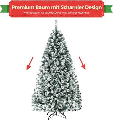Штучна ялинка COSTWAY 180/225 см зі снігом, ялинка з металевою підставкою, ПВХ голки, складна штучна ялинка, ідеально підходить для дому, офісу, магазинів та готелів (180 см) 180 см
