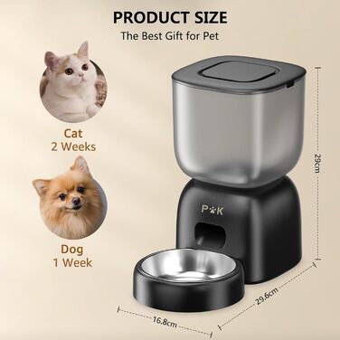 Автоматична годівниця для котів PUPPY KITTY та котячий фонтанчик, 180 днів роботи від батареї, легко чиститься, голосові підказки за 10 секунд, дозатор для котячого корму на 3 л та котячий фонтанчик на 2 л