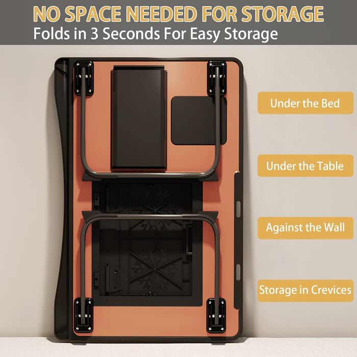 Регульований стіл для ноутбука на ліжко, портативний піднос з 6 кутами нахилу, висувною шухлядою та підставкою для напоїв. Ідеально підходить для роботи та навчання в ліжку.