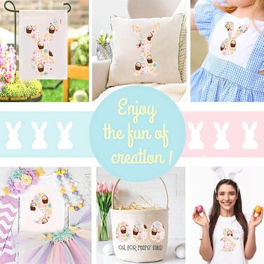 Вініл з теплопередачею - вінілова плівка 10 HTV Easter Bunny Motif Плівка для рукоділля HTV для прикраси футболок для рукоділля (C3), 12 шт., 10