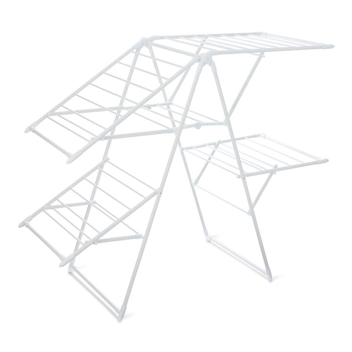 Сушарка для білизни Storeo Basics з металу, 4 крила, складана, 155 x 60 x 126 см, біла
