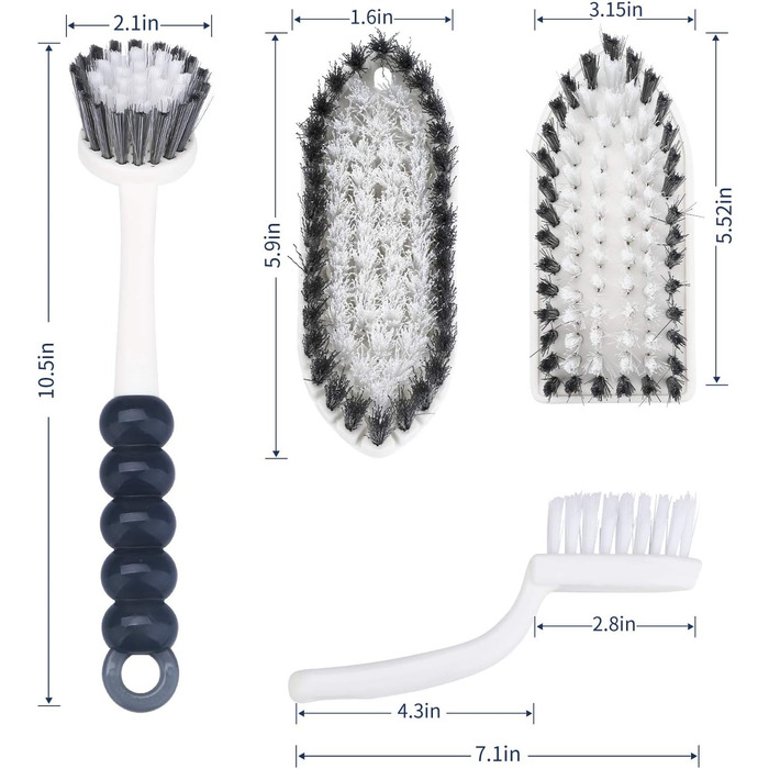 Щітка для миття посуду GIPTIME з ободом, 4 шт. щітки для чищення, включаючи щітку для чищення з комфортною ручкою для чищення кухн