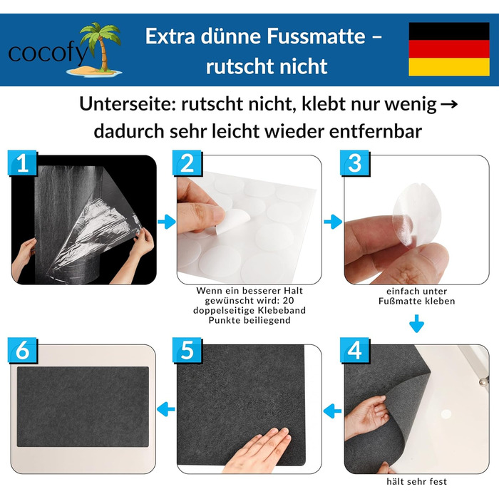 Тонкий надзвичайно плоский килимок для дверей товщиною 2 мм, 60 x 90 см, тонкий килимок для внутрішніх приміщень, тонкий повстяний килимок з протиковзкою підкладкою, килимок для внутрішніх приміщень, антрацитово-сірий, 90 см x 60 см