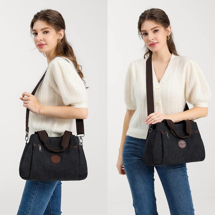 Полотняна сумка Жіноча сумка через плече чорна