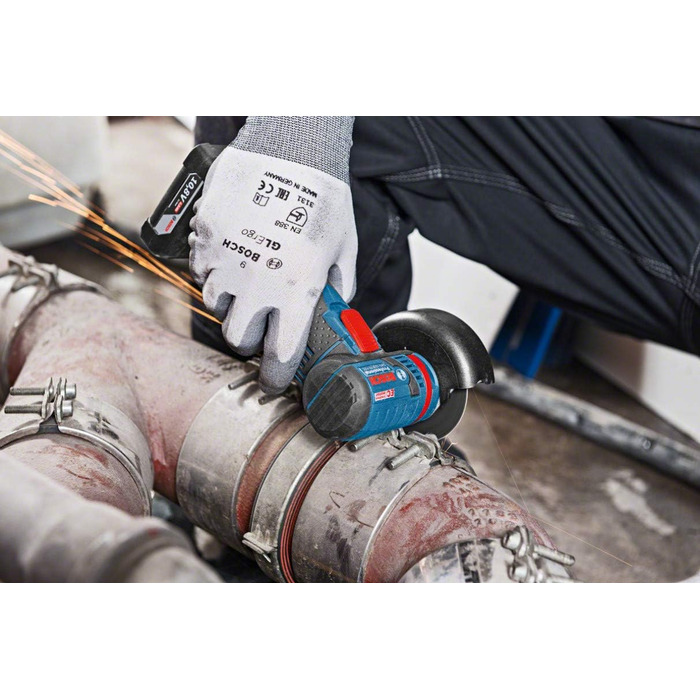 Акумуляторна кутова шліфувальна машина Bosch Professional 12V System GWS 12V-76 (у комплекті 2 відрізні круги Expert for Inox, 1 т