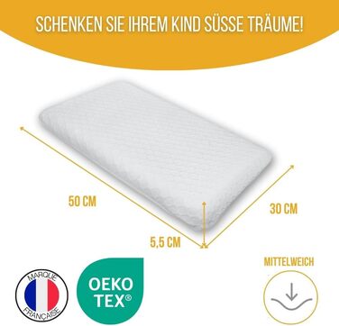 Дитяча подушка Inphysio Soft з піни з ефектом пам'яті - Гіпоалергенне бамбукове волокно - Ефективний сон для дітей - Ергономічна ш