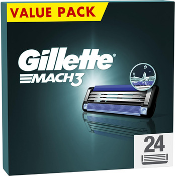 Леза для бритви Gillette Mach3, 12 змінних лез для мокрих бритв чоловічі з 3-кратним лезом (24 шт. и (1 упаковка))