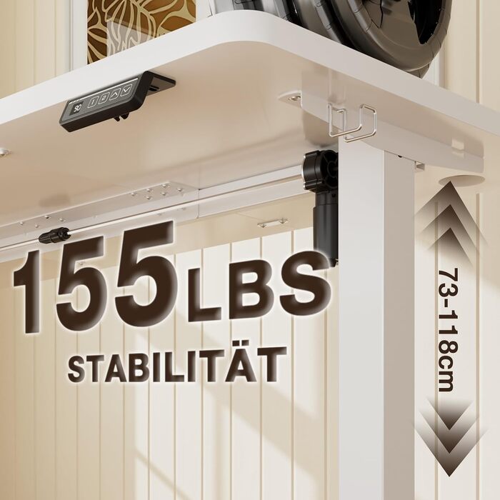 Стіл з регульованою висотою 140 x 60 см, електрично регульований стіл для офісу, комп&39ютерний стіл з функцією пам&39яті, стіл для роботи стоячи, білий 140 x 60 см