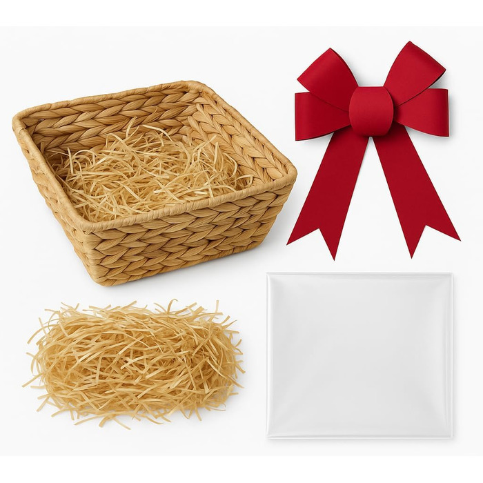 Набір порожніх подарункових кошиків для наповнення включаючи пакувальний папір, фольгу XL та червону стрічку подарунковий кошик на Великдень, хрестини, народження, Різдво та день народження