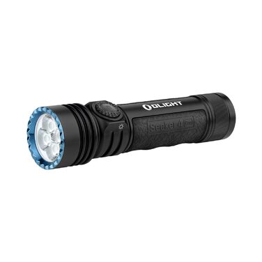 Світлодіодний ліхтарик OLIGHT Seeker 4 Pro з кобурою, 4600 люменів, 260 метрів, акумуляторна лампа USB-C, 15 днів роботи від батареї, портативний ручний ліхтарик для щоденного використання, для використання на вулиці (чорний, холодно-білий)