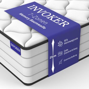 Матрац Memory Cotton AquaFlex 7-зонний 90x200 см, висота 25 см, рівень жорсткості H3, ергономічний матрац для дорослих та дітей - знімає тиск, тихий, дихаючий 90*200