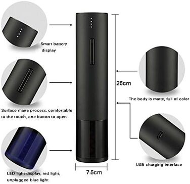 Електричний штопор Zeerkeer, 6 секунд автоматичний штопор для пляшок Професійний набір різаків фольги для червоного вина Кухонні аксесуари Відкривачка для пляшок для бару на весілля