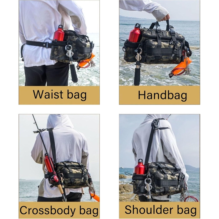 Рибальська сумка YUEMING, рибальська сумка для рибалки, чохол для рибалки Сумка для форелі рибальська з м&39яким плечовим ременем і ручками для перенесення, сумка для рибалки, універсальна сумка, сумка для коропа для рибалки камуфляжна