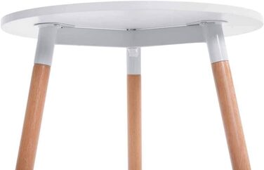 Кухонний стіл CLP Retro-Design Amalie з 3 дерев&39яними ніжками II круглий Ø 60 см I висота столу 75 см, колір білий, колір каркаса натуральне дерево (натуральний) білий