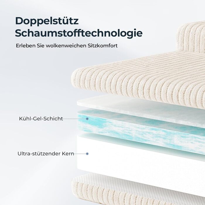 Кутовий диван Cloud, L-подібний модульний кутовий диван з глибоким сидінням, диван без опорних стійок для вітальні та спальні, кремова вельветова оббивка, лівий шезлонг бежевого кольору, 105&39