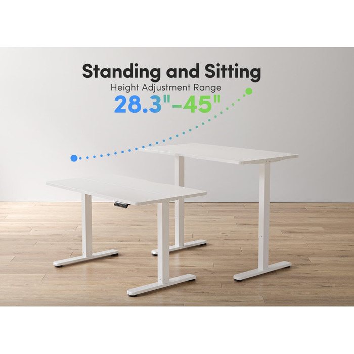 Електричний стіл FEZIBO з регульованою висотою та портами зарядки USB-A та USB-C, 120 x 60 см, стіл для роботи сидячи та стоячи, білий 120 60 см білий