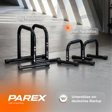 Сталеві паралети Parex, ручки для віджимань, що не ковзають та не піддаються впливу суглобів, обладнання для калістеніки для використання в приміщенні та на вулиці, турніки для віджимань, ідеально підходять для стійки на руках та віджимань, чорні, маленьк
