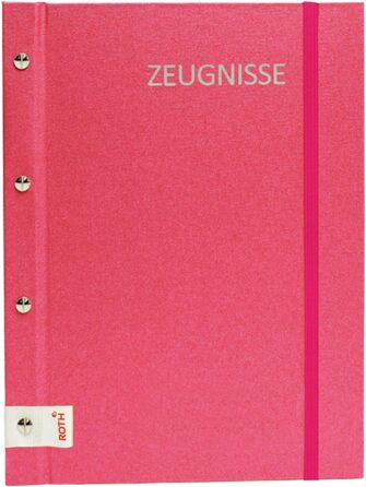 Папка для сертифікатів ROTH Metallium з кріпильними гвинтами - - з 12 прозорими рукавами формату А4, що розширюються (рожеві)