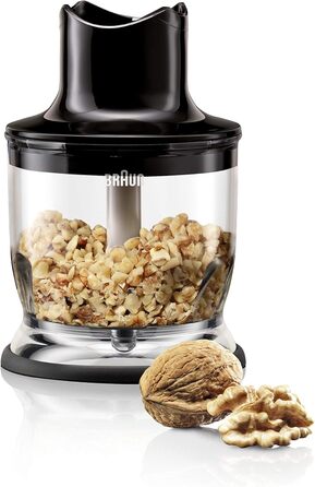 Насадка для побутового подрібнювача Braun MQ 20 - Аксесуари для ручного блендера, сумісні з ручним блендером Braun Household MultiQuick з системою EasyClick, 350 мл, чорний
