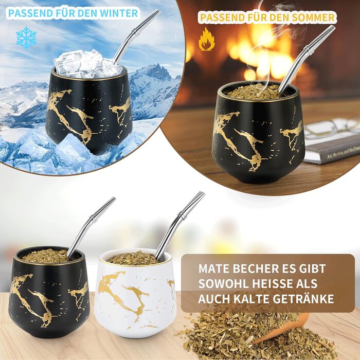 Кружка TELANKS Modern Mate 200 мл, керамічна кружка Yerba Mate, мармурова чашка для чаю Yerba Mate, чайний набір Yerba Mate Mate B
