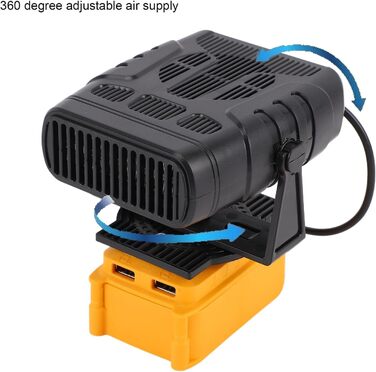 Портативний бездротовий вентилятор-обігрівач потужністю 200 Вт з 2 режимами температури та USB-портами для заряджання, сумісний з літій-іонними акумуляторами 20 В/60 В (акумулятор не входить до комплекту)
