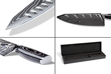 Ніж з дамаської сталі Wolfblood PRO Дамаський кухонний ніж XL (33 см) Професійний шеф-кухарський ніж з натуральної 67-шарової дама