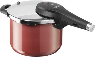 Індукційна скороварка, об'єм 6,5 л, високотехнологічна кераміка, 2 рівні приготування, поворотна ручка все в одному, темно-червони