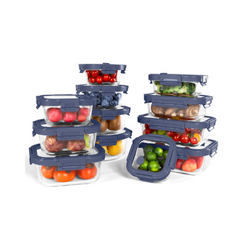 Скляні контейнери з кришками, набір з 12 шт. , високий вміст боросилікату, придатні для використання в мікрохвильовій печі, придатні для використання в духовці - 20510, з клапаном, можна мити в посудомийній машині ідеально підходить для контейнерів для зб