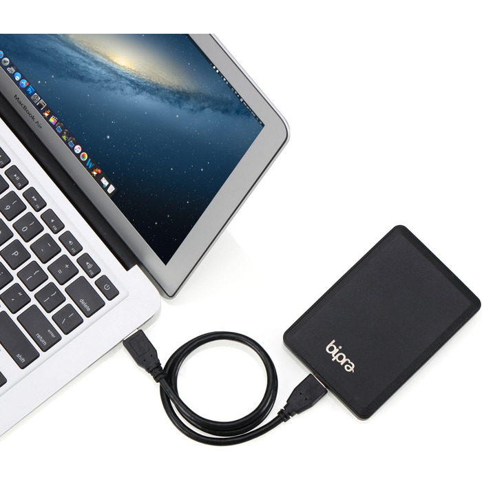 Ультратонкий зовнішній жорсткий диск з USB 3.0, NTFS, чорний, від Bipra 1000GB 1TB