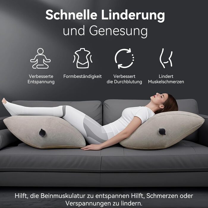 Надувна подушка для ніг lefeke 45 у формі ромба, сприяє кровообігу, оксамитова тканина, підходить для післяопераційного відновлення вдома та під час подорожей