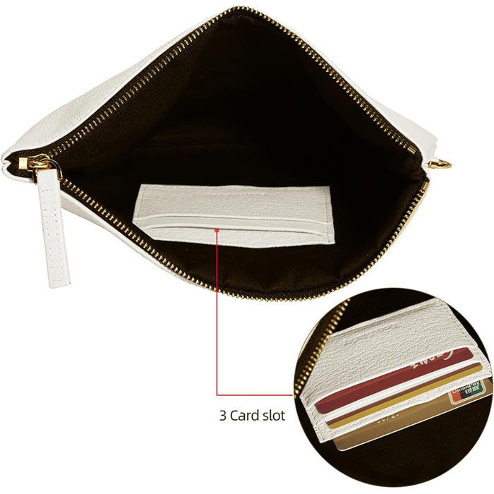 Клатч-гаманець жіночий зі шкіри ягняти, великий, м'який, дизайнерський з ремінцем, колір - світло-бежевий