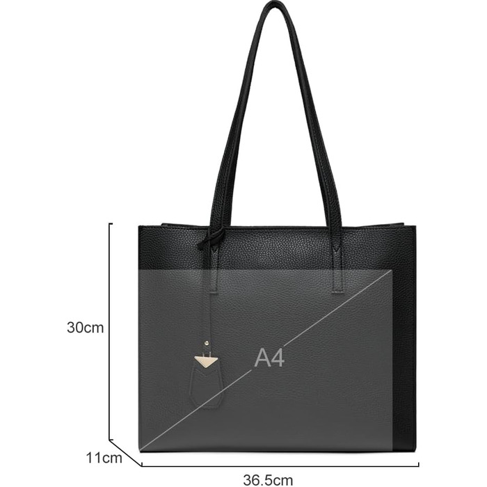 Жіноча сумка MORGLOVE Handbag Жіноча велика сумка шоппер Мода Школа Робота Дозвілля Ручка Сумка на блискавці (A-Black)