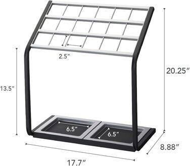 Підставка для парасольки Yamazaki 6295 X-CHANGE з 18 слотами Мінімалістичний дизайн, сталь, чорний, 45 x 24 x 50 см (ДхШхВ) 45 x 24 x 50 см (ДхШxВ) Чорний