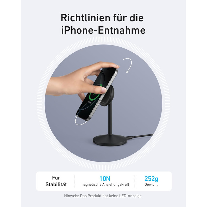 Бездротова зарядна станція Anker MagGo, 15 Вт Qi2 для MagSafe, підставка з кабелем USB-C, магнітний зарядний пристрій для iPhone 1