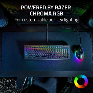 Механічна ігрова клавіатура з Razer Chroma RGB (механічні зелені перемикачі Razer, 6 виділених макроклавіш, накладки Doubleshot AB