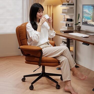 Крісло-туалетний столик з м&39якими підлокітниками, регульовані по висоті обертові крісла зі шкіри, регульоване крісло керівника, сучасне офісне крісло для спальні та домашнього офісу (B, Стиль 2) B Стиль 2