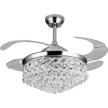 Тихий вентилятор лампа кришталевий стельовий вентилятор зі світлом 3 швидкості 3 кольори з пультом дистанційного керування вентиля