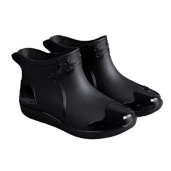 Універсальне чоловіче легке гумове робоче взуття, чоловіче коротке гумове взуття, взуття для риболовлі на свіжому повітрі, широкі гумові чоботи до литок, нековзні короткі чоботи на платформі, водне взуття, чоботи без шнурівки, водонепроникні, розмір 44 EU