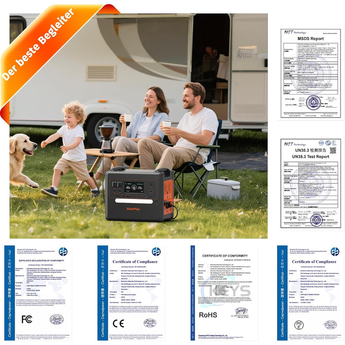 Сонячний генератор Solarplay Q2402M потужністю 2500 Вт, портативний блок живлення 2304 Втгод LiFePO4, 4000 циклів розрядки/зарядки для дому, автофургонів, кемпінгу на природі, багатофункціональний генератор для випадків відключення електроенергії.