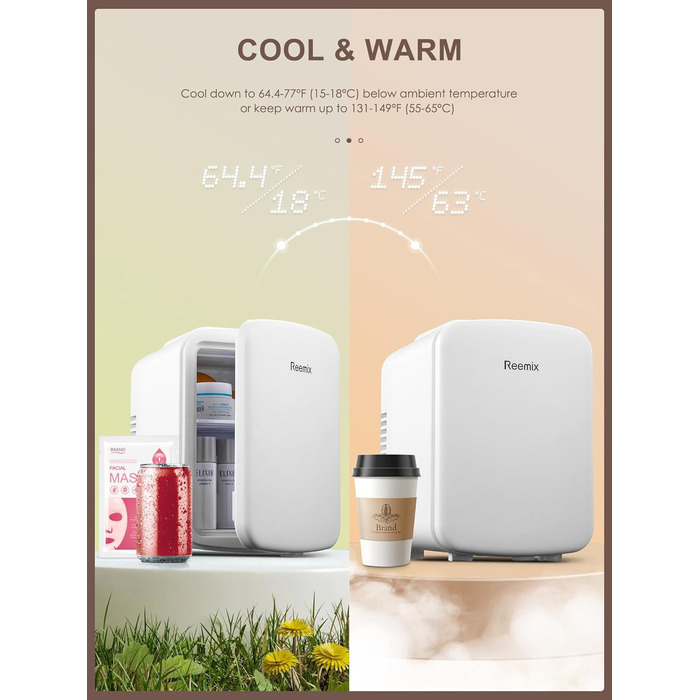 Міні-холодильник Reemix, 4 літри/6 банок, портативний персональний холодильник для догляду за шкірою, косметики, напоїв, їжі, ідеа
