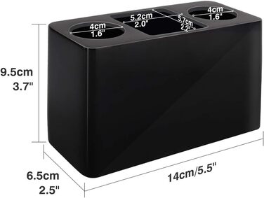 Тримач для зубних щіток Luxspire, 3 відділення, полімерний тримач для електричних зубних щіток, підставка для зубної пасти, тримач-органайзер для електричних зубних щіток, зубної пасти, ручок - чорний