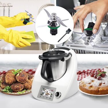Ніж HAPPOW сумісний з Vorwerk Thermomix TM5 і TM6, заміна ножа на 4 леза, ніж блендера ультрагострий з нержавіючої сталі, в т.ч. 1 щітка для чищення, аксесуари для запасних частин ножа для вашого кухонного комбайна